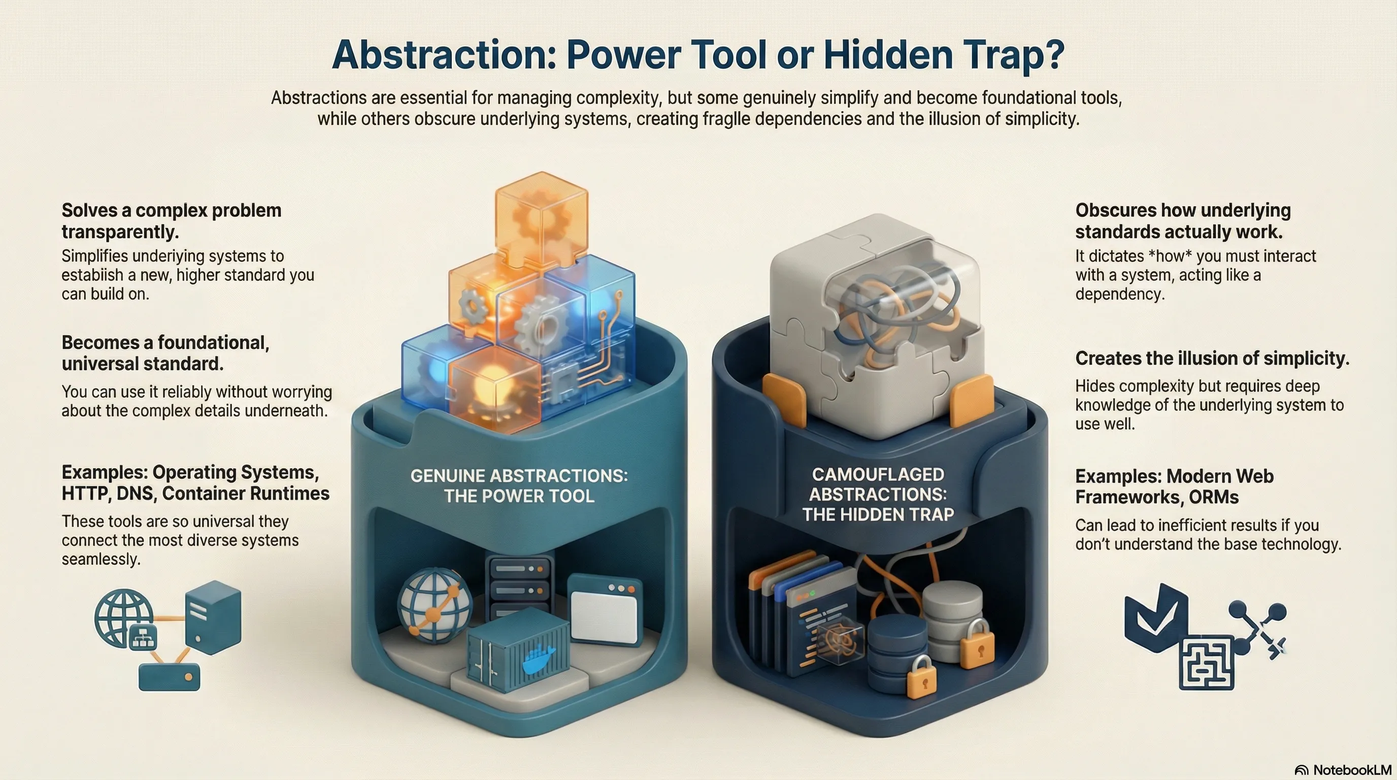 Infographic: The Two Faces of Abstraction: Power vs. Hidden Dependency
